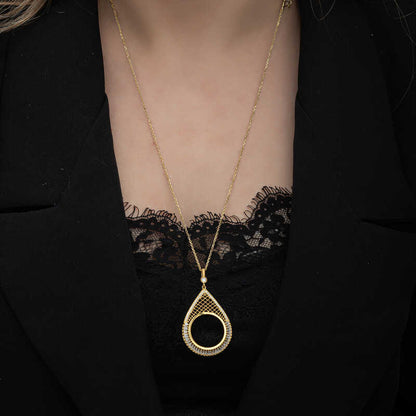 Gold Plated Drop Half Gold Addable Women's Silver Necklace