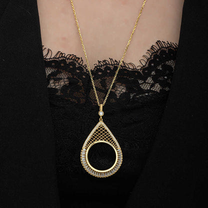 Gold Plated Drop Half Gold Addable Women's Silver Necklace