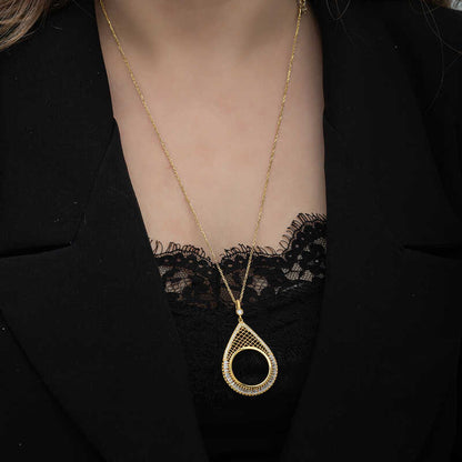 Gold Plated Drop Half Gold Addable Women's Silver Necklace