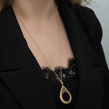 Gold Plated Drop Half Gold Addable Women's Silver Necklace