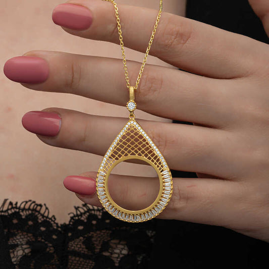 Gold Plated Drop Half Gold Addable Women's Silver Necklace