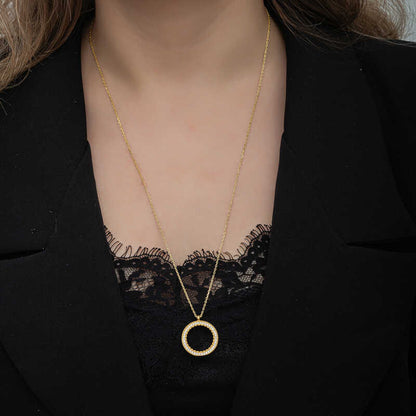 Gold Plated Round Quarter Gold Insertable Women's Silver Necklace