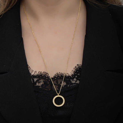Gold Plated Round Quarter Gold Insertable Women's Silver Necklace