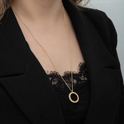 Gold Plated Round Quarter Gold Insertable Women's Silver Necklace