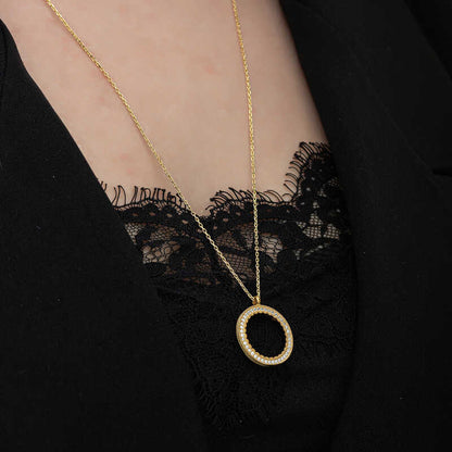 Gold Plated Round Quarter Gold Insertable Women's Silver Necklace