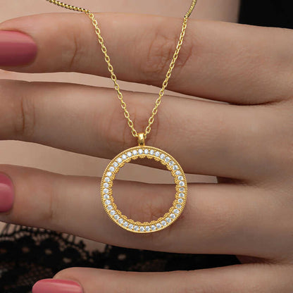 Gold Plated Round Quarter Gold Insertable Women's Silver Necklace