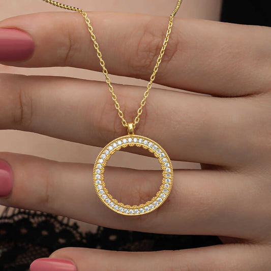 Gold Plated Round Quarter Gold Insertable Women's Silver Necklace