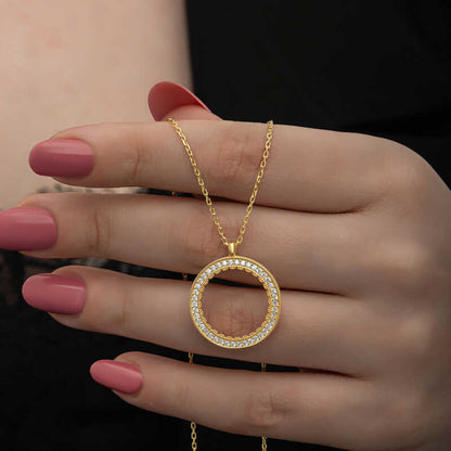 Gold Plated Round Quarter Gold Insertable Women's Silver Necklace