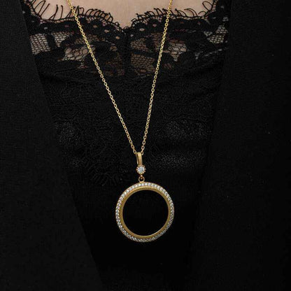 Gold Plated Round Half Gold Insert Women's Silver Necklace