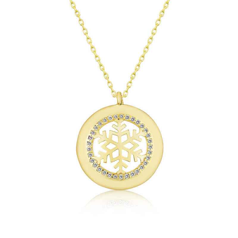 Gold Plated Snowflake Women's Silver Necklace