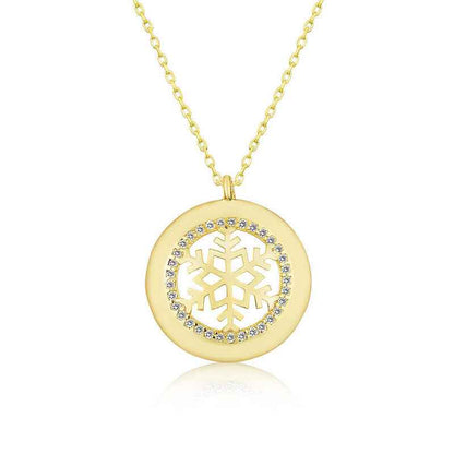 Gold Plated Snowflake Women's Silver Necklace