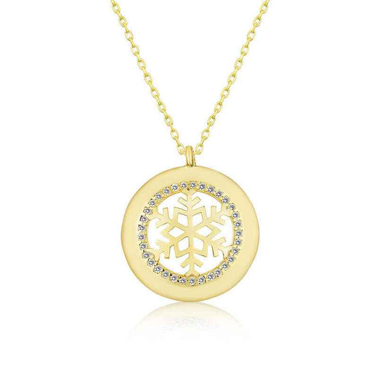 Gold Plated Snowflake Women's Silver Necklace