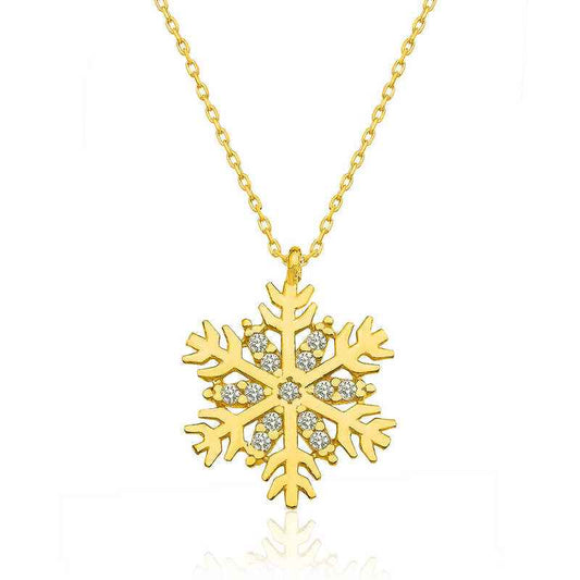 Gold Plated Snowflake Women's Silver Necklace