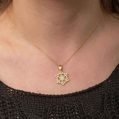 Gold Plated Snowflake Women's Silver Necklace