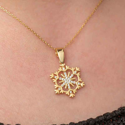 Gold Plated Snowflake Women's Silver Necklace