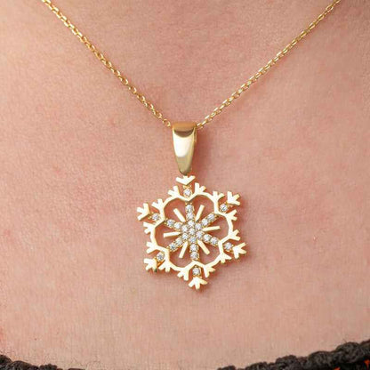 Gold Plated Snowflake Women's Silver Necklace
