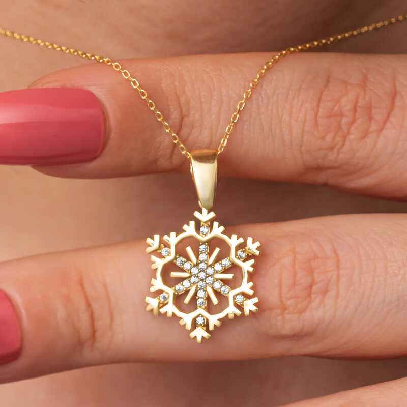 Gold Plated Snowflake Women's Silver Necklace