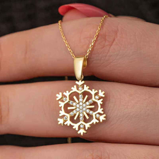Gold Plated Snowflake Women's Silver Necklace