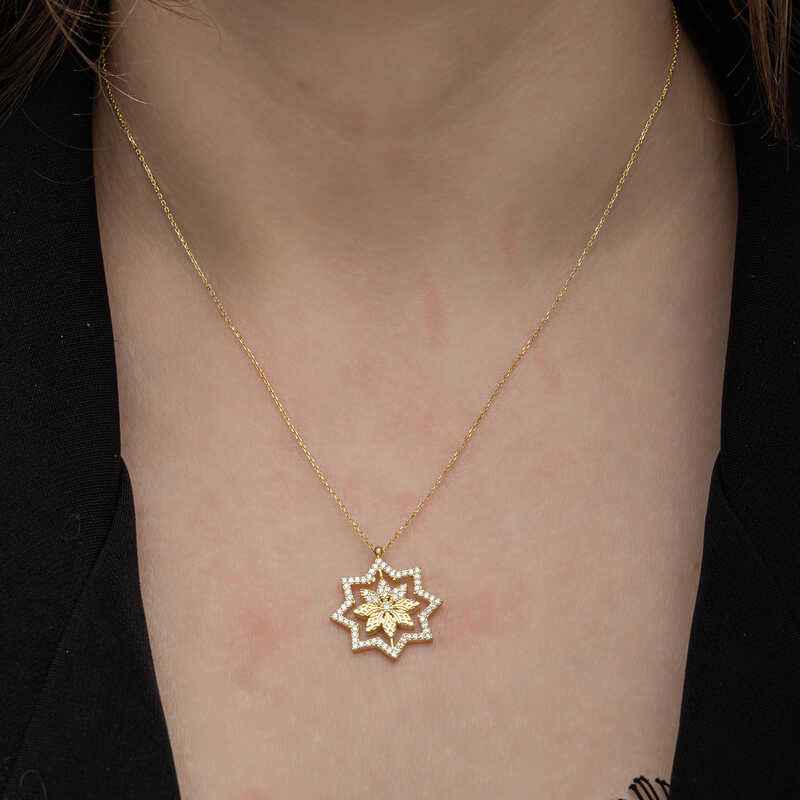 Gold Plated Snowflake Women's Silver Necklace