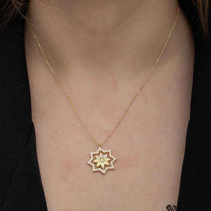 Gold Plated Snowflake Women's Silver Necklace
