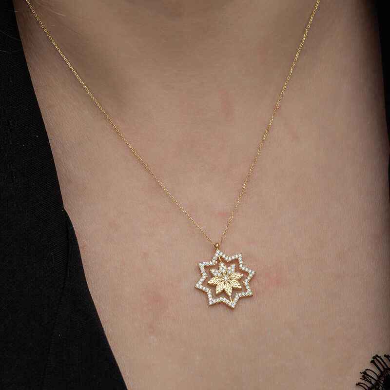 Gold Plated Snowflake Women's Silver Necklace