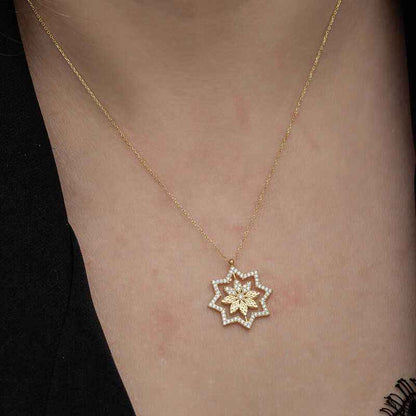 Gold Plated Snowflake Women's Silver Necklace