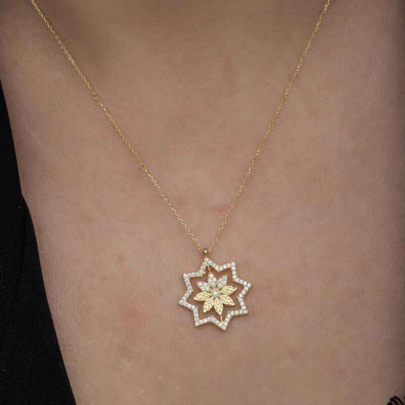 Gold Plated Snowflake Women's Silver Necklace