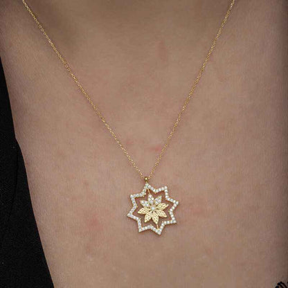 Gold Plated Snowflake Women's Silver Necklace