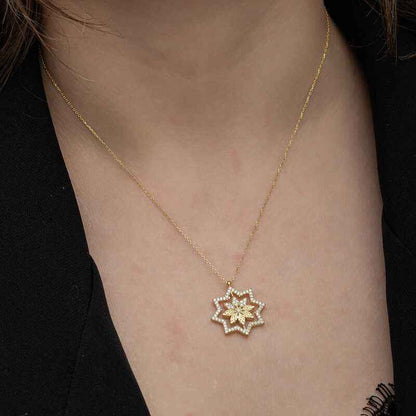 Gold Plated Snowflake Women's Silver Necklace