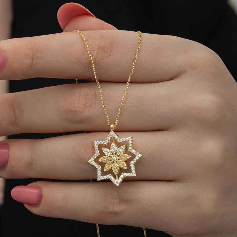 Gold Plated Snowflake Women's Silver Necklace