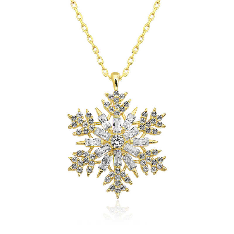 Collier en argent plaqué or avec flocon de neige