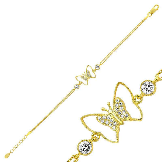 Gold Plated Butterfly Women's Silver Bracelet