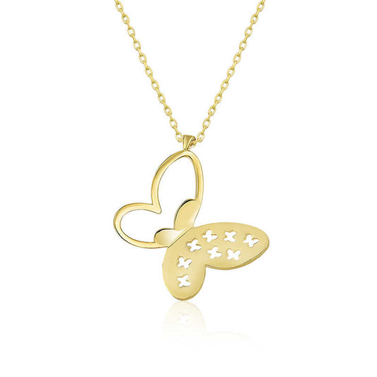 Collier papillon en argent plaqué or pour femme