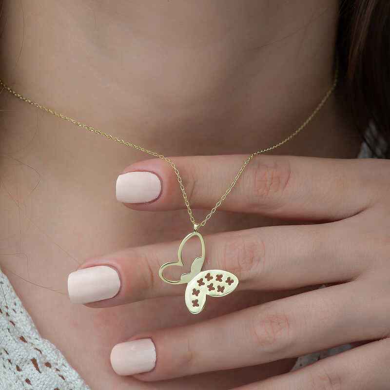 Gold Plated Butterfly Women's Silver Necklace