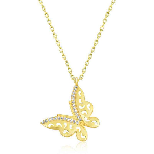 Gold Plated Butterfly Women's Silver Necklace