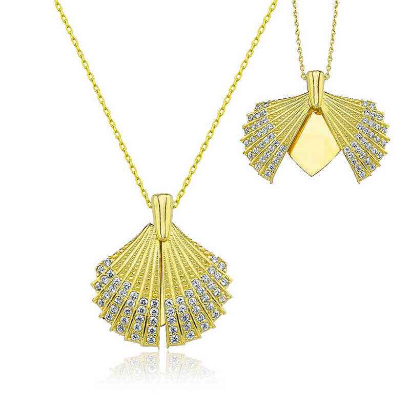 Gold Plated Personalized Oyster Women's Silver Necklace