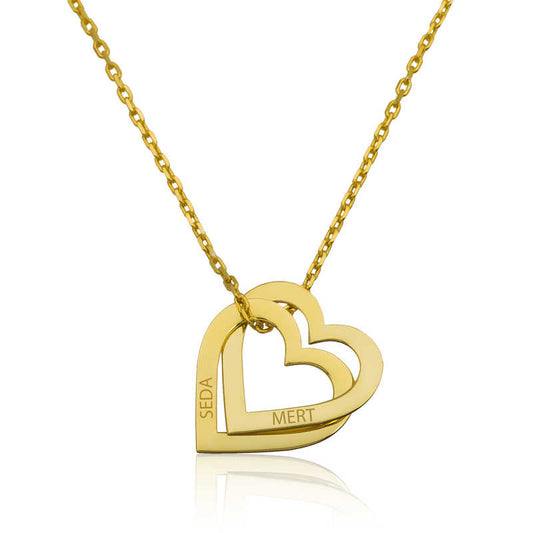 Collier en argent plaqué or avec cœurs personnalisés