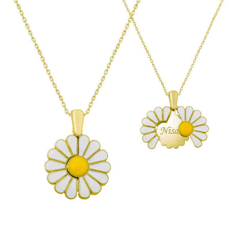 Gold Plated Personalized Daisy Silver Pendant