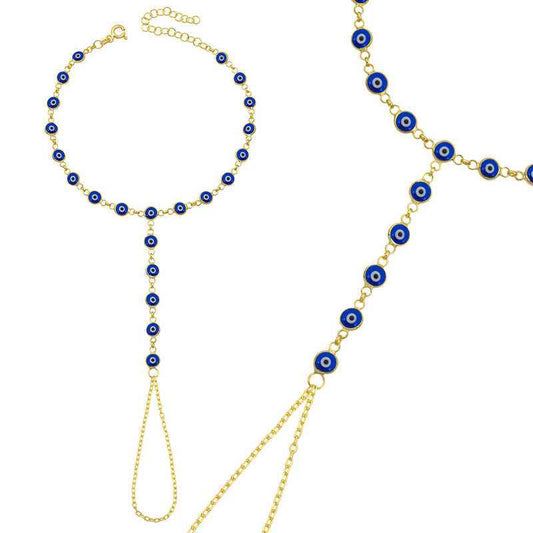 Gold Plated Lacivert Nazar Boncuklu Silver Şahmeran