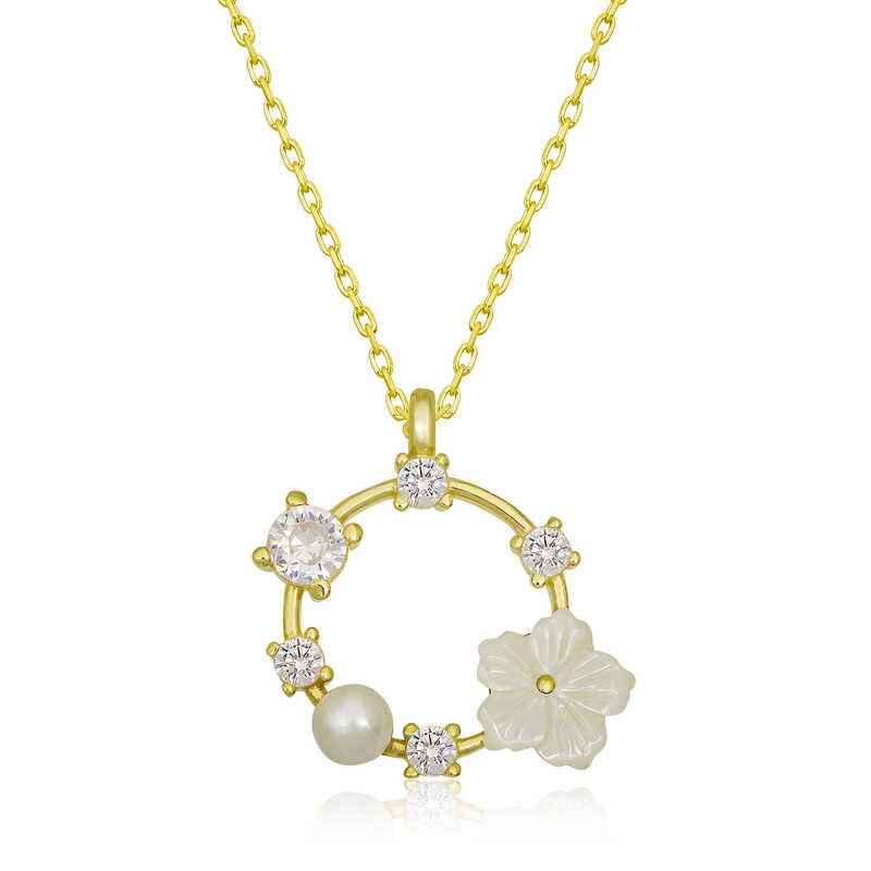 Gold Plated Magnolia Flower Women's Silver Necklace