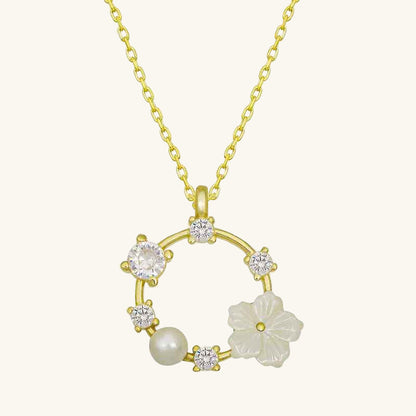 Gold Plated Magnolia Flower Women's Silver Necklace