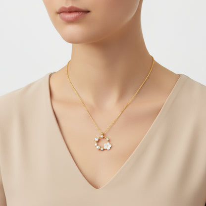 Gold Plated Magnolia Flower Women's Silver Necklace