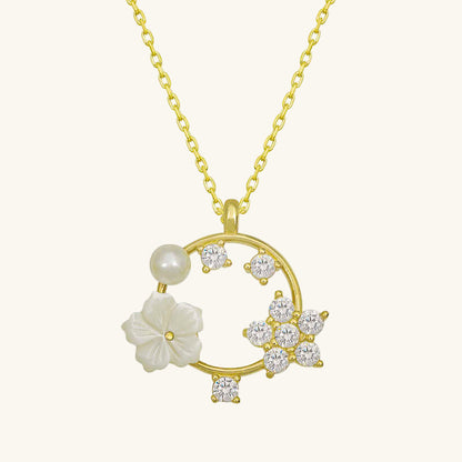 Gold Plated Magnolia Flower Star Women's Silver Necklace