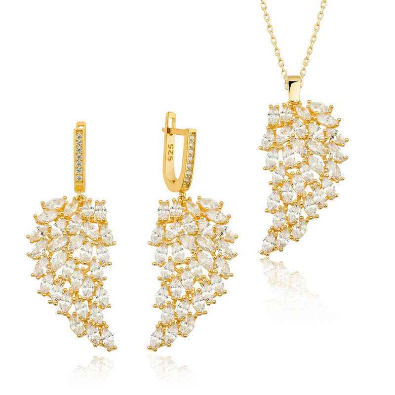Gold Plated Angel Wing Women's Silver Set