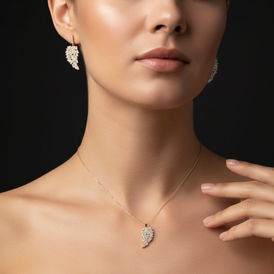 Gold Plated Angel Wing Women's Silver Set