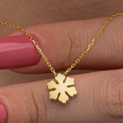 Collier en argent plaqué or pour femme avec flocon de neige minimaliste