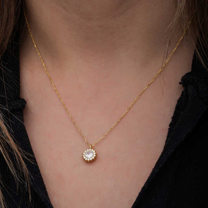 Gold Plated Minimal Round Enamel Women's Silver Necklace