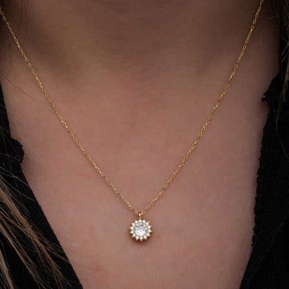 Gold Plated Minimal Round Enamel Women's Silver Necklace