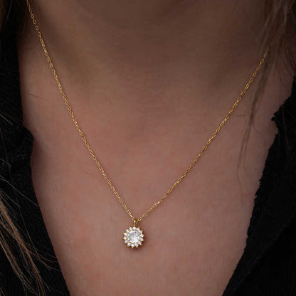 Gold Plated Minimal Round Enamel Women's Silver Necklace