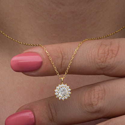 Gold Plated Minimal Round Enamel Women's Silver Necklace